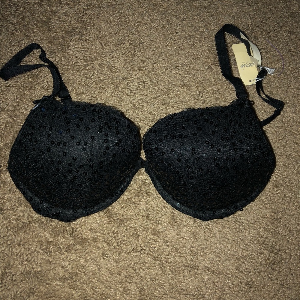 Aerie Push Up Black Sequined Scarlet Bra 34B NWT